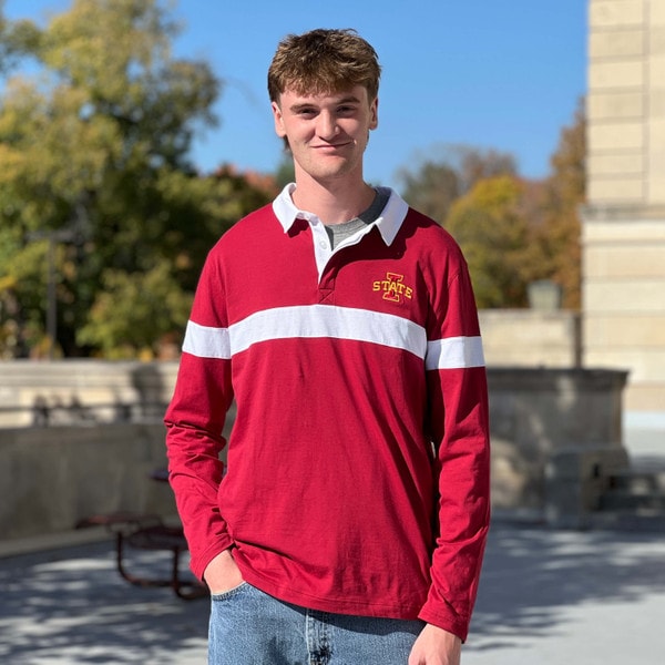 Colosseum I-State Cardinal Stripe Long Sleeve Polo
